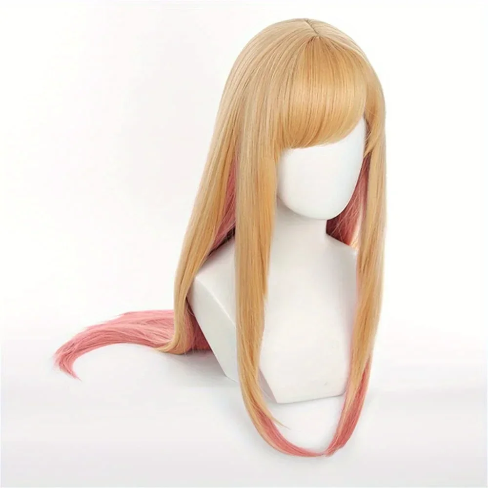 Marin cosplay parrucca Anime My Cosplay parrucca giallo rosa sfumato capelli lunghi parrucca sintetica ragazza Lolita parrucca