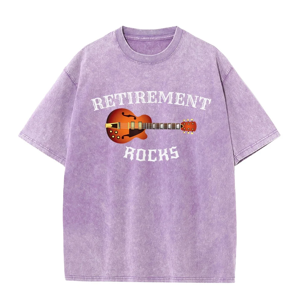 Retirement Rocks Acoustic Guitar Old Rockers Gift T-Shirt Man T Shirt 하이퀄리티 T-Shirts Birthday Women Graphic Printed Short Humor