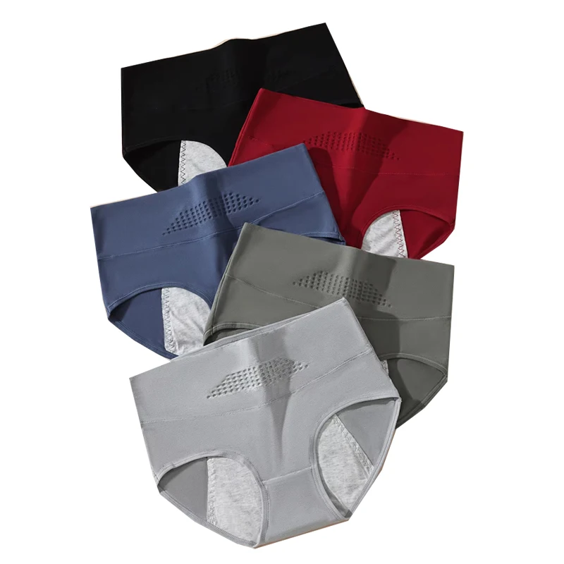 5 قطعة سراويل النساء الحيض توسيع فترة السراويل مانعة للتسرب الفسيولوجية عالية الخصر الملابس الداخلية ملابس داخلية قطنية حجم كبير ملخصات الإناث #1