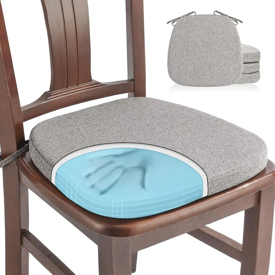 

4 Pack Memory Foam Chair Cushions for Dining Chairs, Friendly Woven Fabric 16 UShape Comfortable Kitchen Chair Pads, Removable S