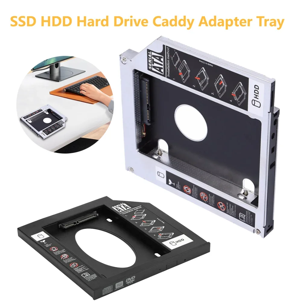 

9.5/12.7mm Universal 2nd SSD HDD Hard Drive Caddy Adapter Tray SATA 3.0 2nd HDD SSD Hard Drive Caddy for CD/DVD-ROM Optical Bay