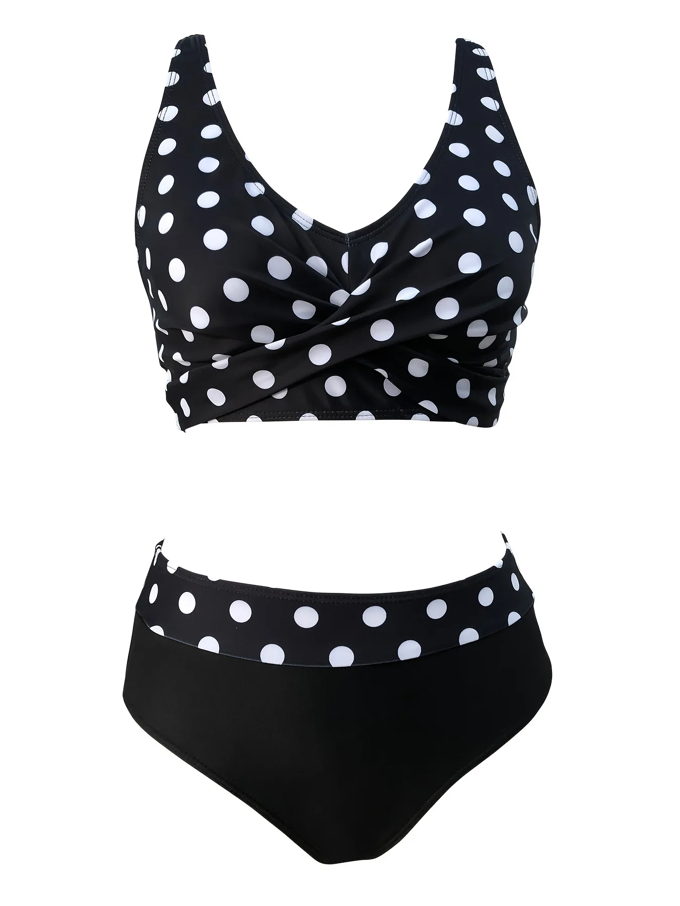 2026 Vintage Polka Dot High Waisted Two Piece Bikini Set Women Sexy Push Up Tummy Control Swimsuit Swimwear Beach Panties Outfit view 4