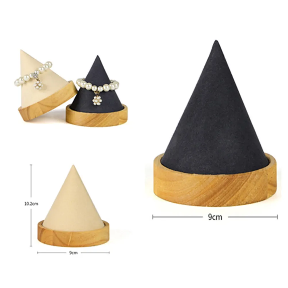 

Solid Wood Cone Shape Necklace Holder Jewelry Display Organizer for Rings Necklaces Pendants Home Dresser Bathroom Decor Wooden
