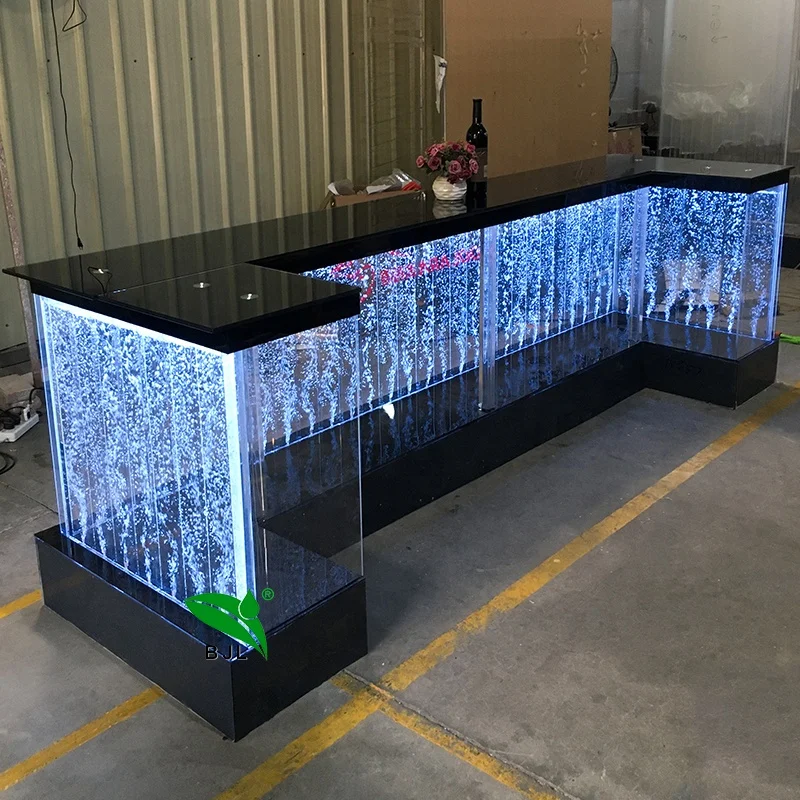 

customized.bars and night clubs decor furniture LED lighting aquarium bubble wall bar counter