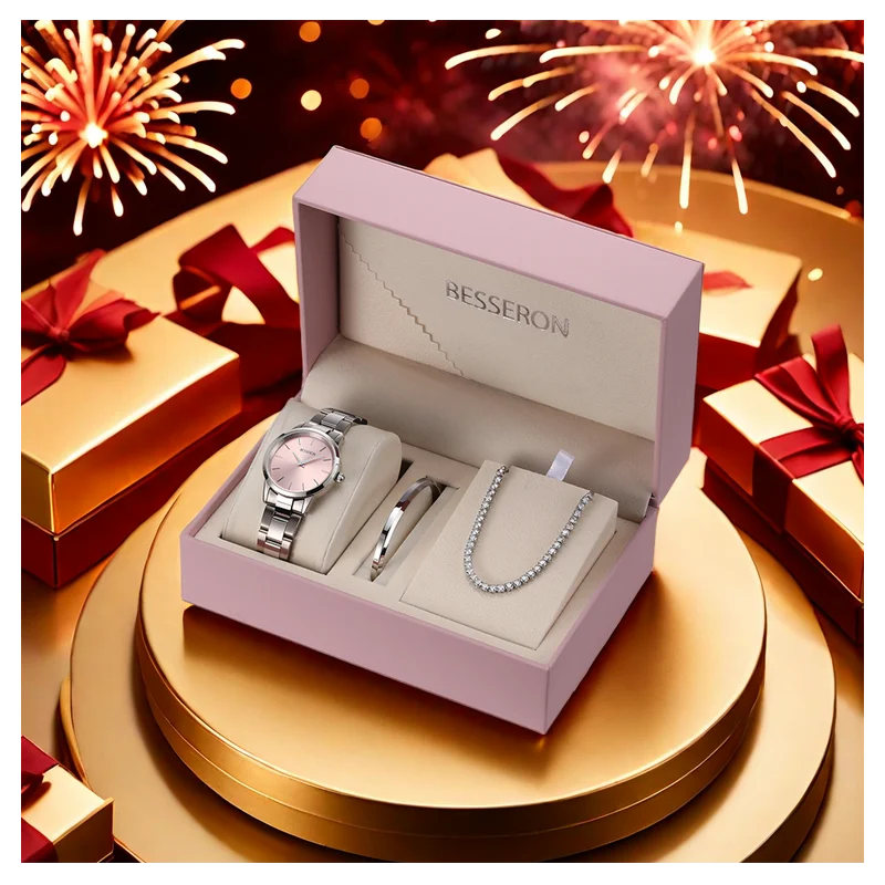 Spedizione gratuita Lady Birthday Fashion Bangles Set di orologi da donna per regalo da donna Set di orologi da polso carini per le donne