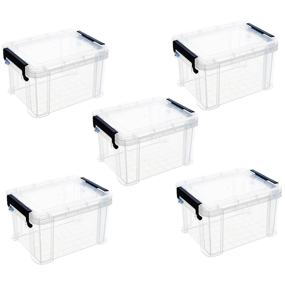 Mini contenedores de almacenamiento reutilizables, cajas de almacenamiento pequeñas transparentes, organizador de almacenamiento portátil, pequeño bolso de plástico, 5 uds.