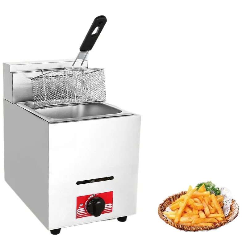 Gas fryer, skewers, fried chicken thighs, French fries, snacks, desktop single cylinder, double cylinder gas