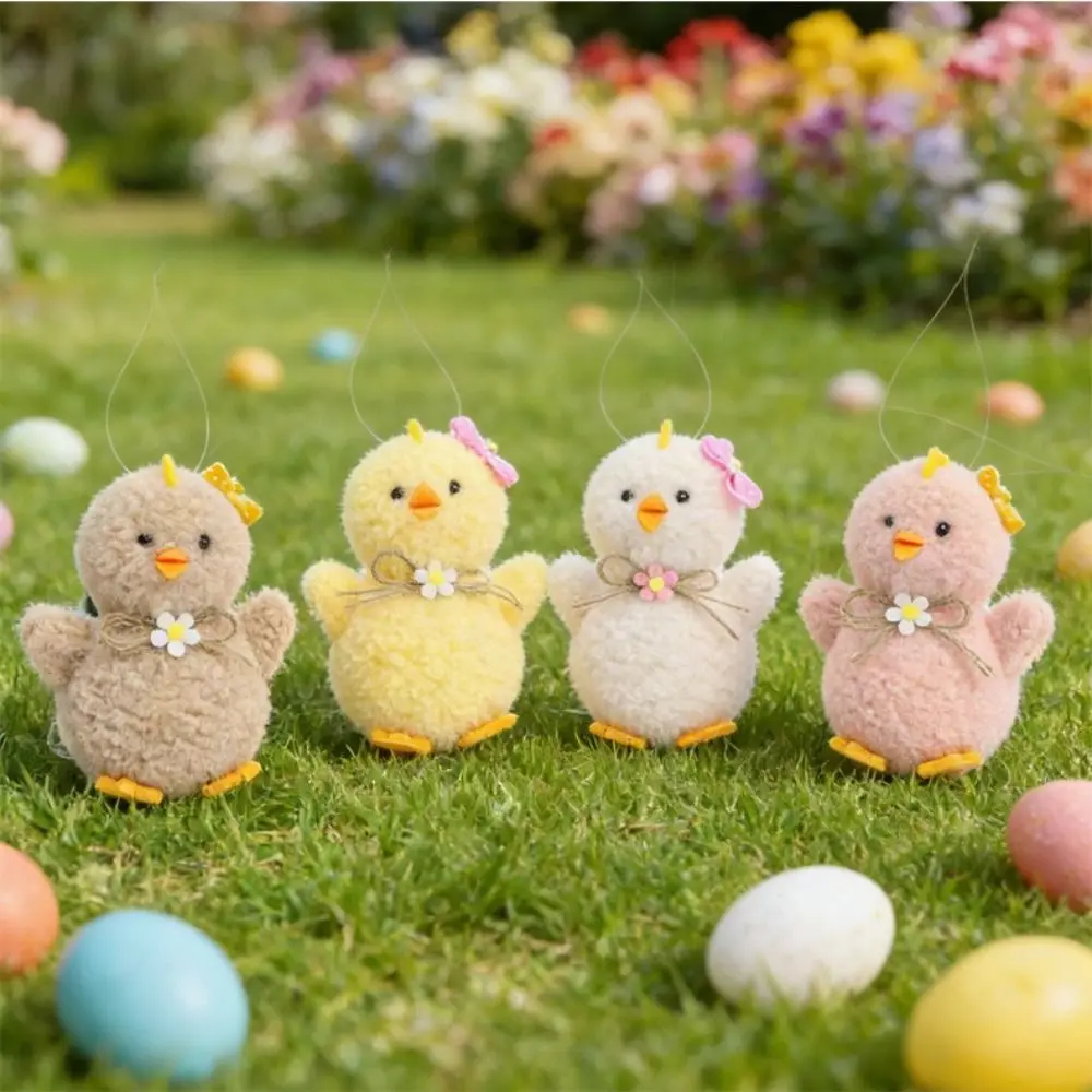 Material Easter Decorations Handmade Funny Design Chick 3D Colorful Hanging Ornament Easter Chick Decoration Farmhouse Style
