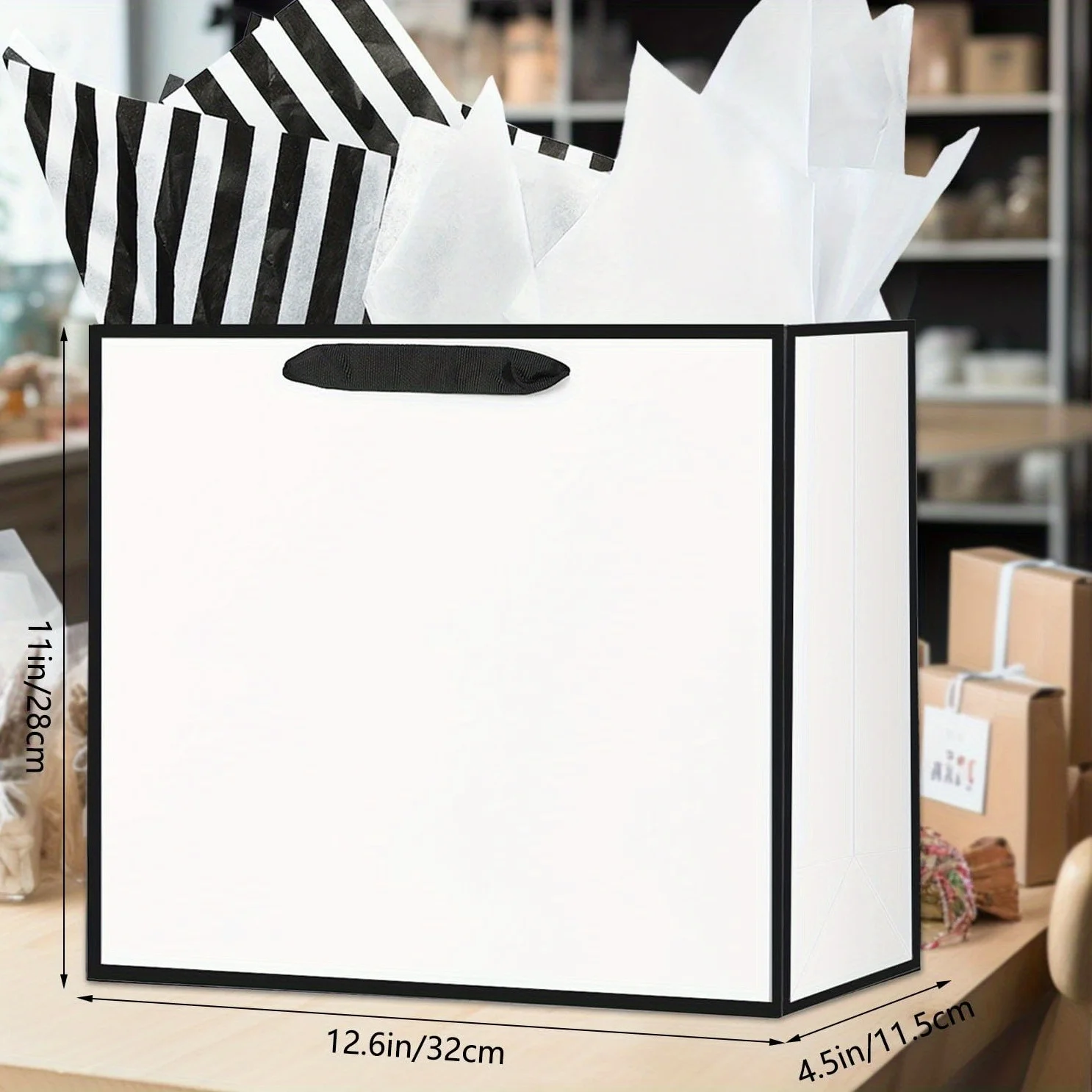 24/30 Pack White Gift Bags, Large Gift Bags with Tissue Paper (8.7x3.9x7.1in/22x10x18cm, 12.6x4.5x11in/32x11.5x28cm)