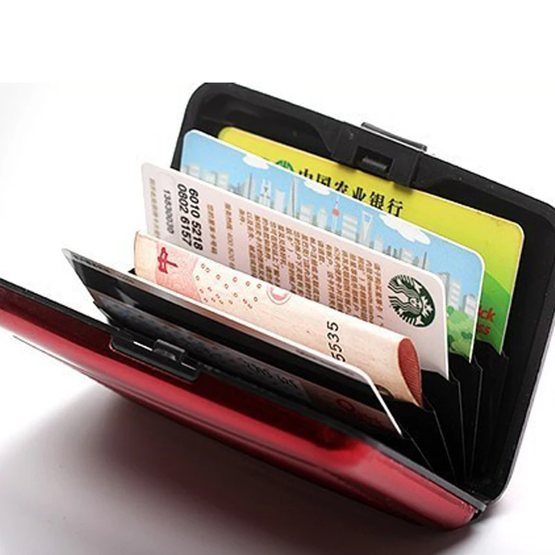 

New Arrival Men Aluminum Bank Cards Holders Blocking Hard Case Small Wallet Solid Credit Anti-RFID Scanning Protect Card Holder