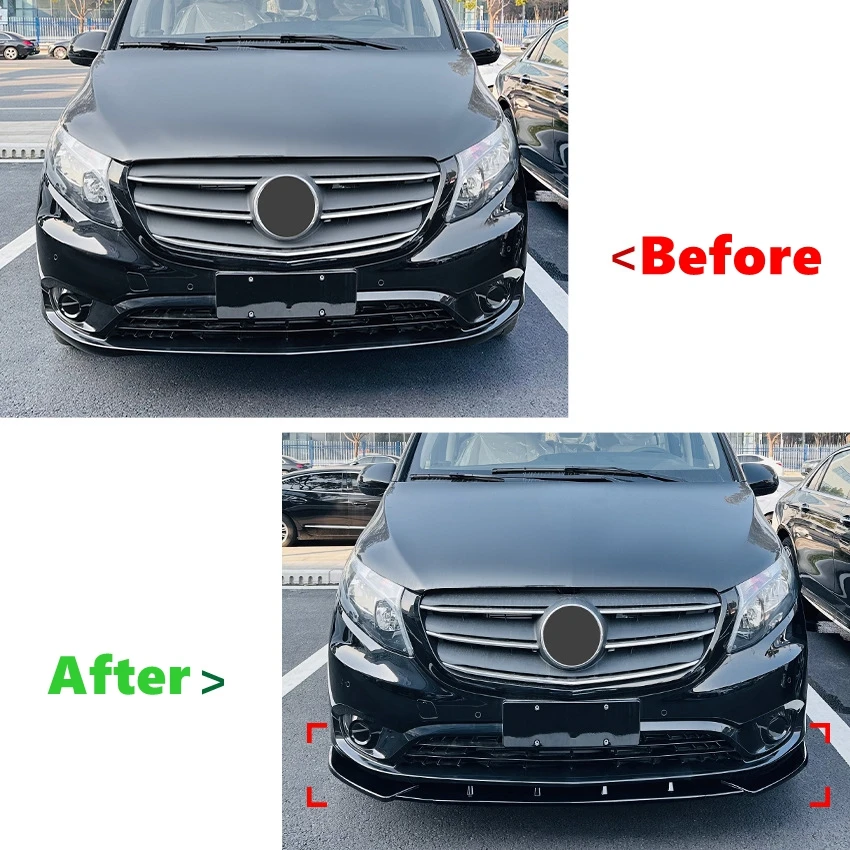 For Mercedes Benz Vito W447 V220 V250 V260 2016-2023 Front Bumper Spoiler Lip Lower Body Kit Diffuser Splitter Tuning Guard
