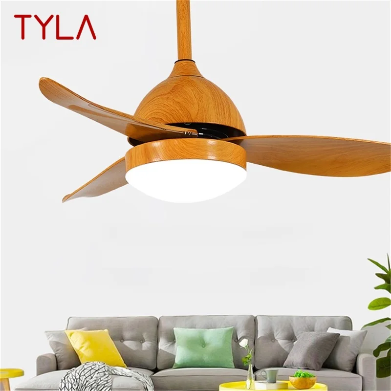 

TYLA Simple Ceiling Fan with Light Remote Control Contemporary LED Lamp for Home Dining Room Bedroom