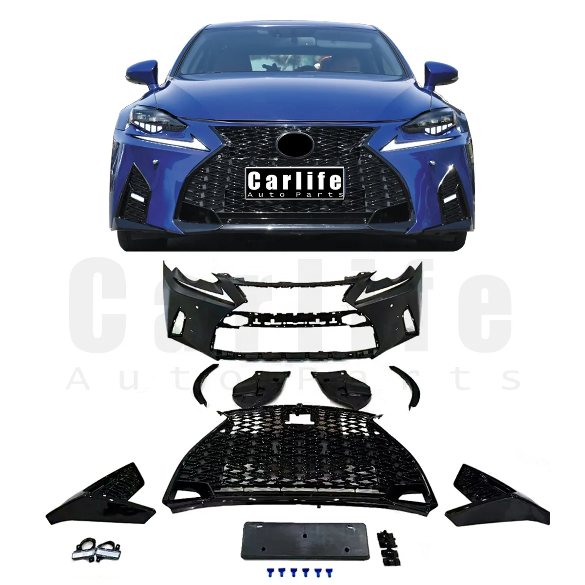 Car bumpers parts Lexus IS IS250 IS300 ISF 2013 2014 2015 2016 year facelift to 2021 4IS model with bumpers grilles