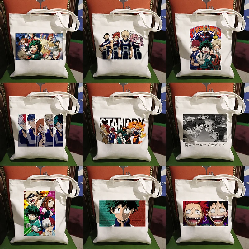 My Hero Academia-Bolso de compras de animales para mujer, bolsa de mano de alta capacidad, de lona