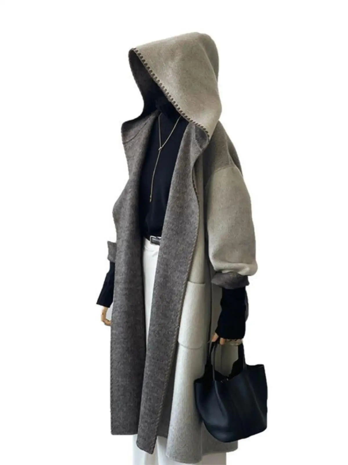 

Двустороннее длинное пальто Camere, женское пальто adient Color Blo Sle, осень-зима, куртка с капюшоном, роскошный тренд