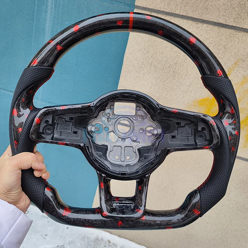 Forged Carbon Fiber Steering Wheel For Volkswagen MK7 MK7.5 GTI R GTD GTE Golf 7, Optional Paddle Shifters Version