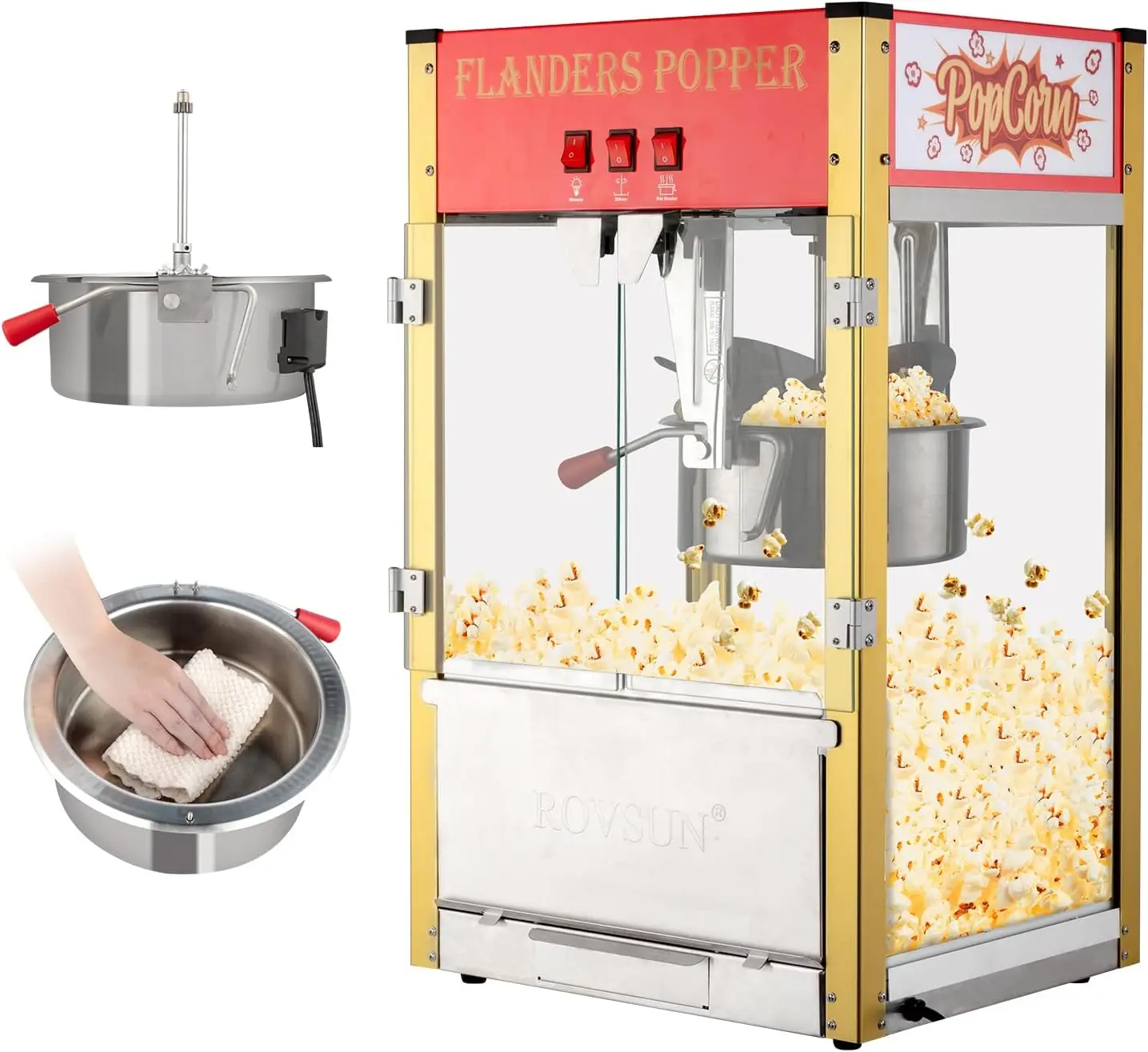 Commercial Popcorn Machine Movie Theater Style with 12 Ounce Kettle Makes Up to 80 Cups, Countertop Popcorn Maker Popcorn Machin