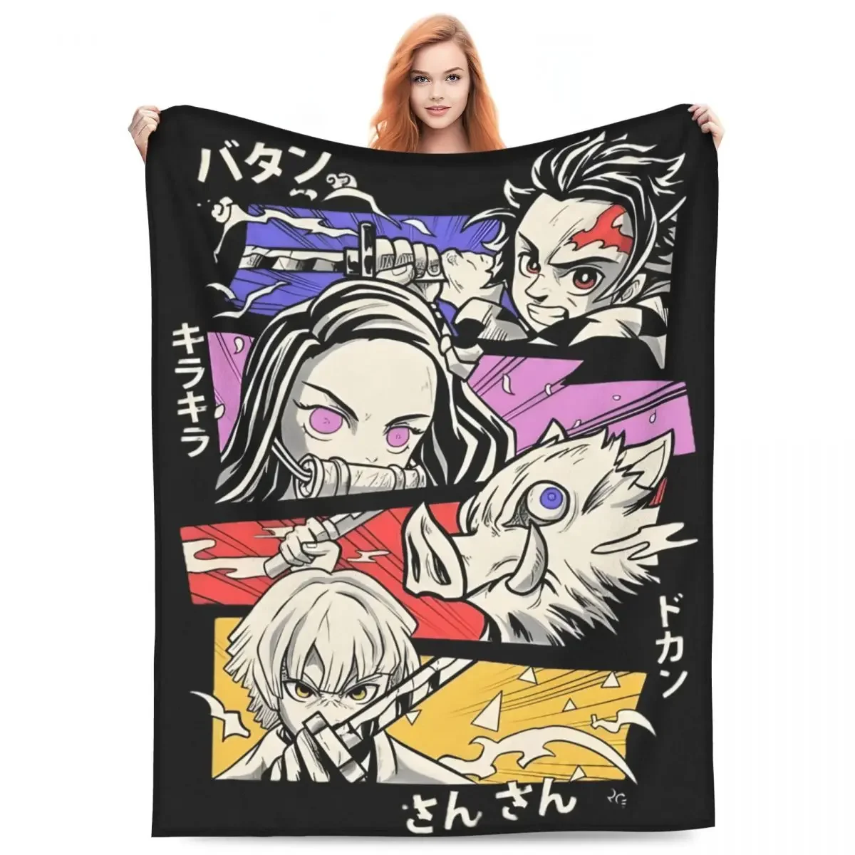 Multifunction Kimetsu No Yaiba Blanket Accessories Bed Decorative Demon Slayers Blanket Throw Soft Fleece for Travel