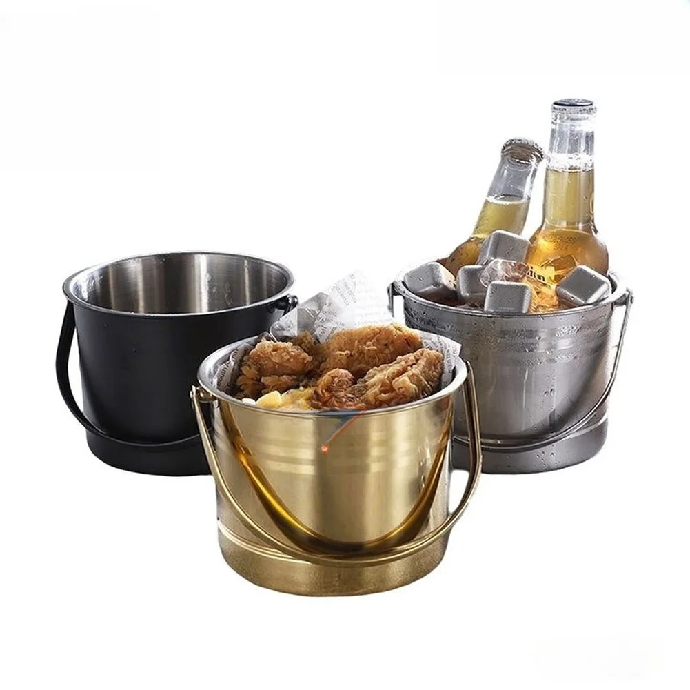 1.6L Stainless Steel Ice Bucket With Divider Clip Thickened Drink Cooler Beer Wine Sparkling Beverage Home Bar Party Tableware