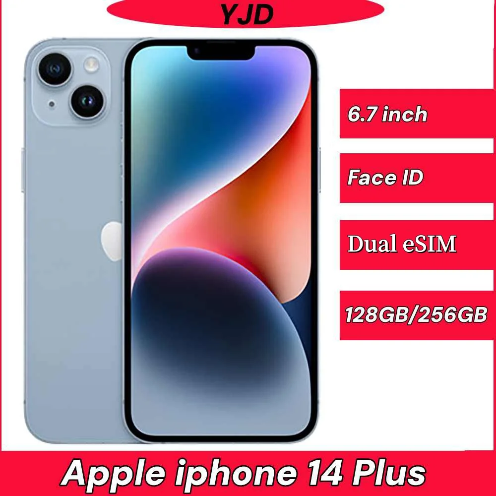 98% нового Apple iPhone 14 Plus Dual eSIM 128 ГБ 256 ГБ 512 ГБ 6 ГБ ОЗУ 6,7 дюйма, оригинальный Super Retina OLED Face ID NFC 5G
