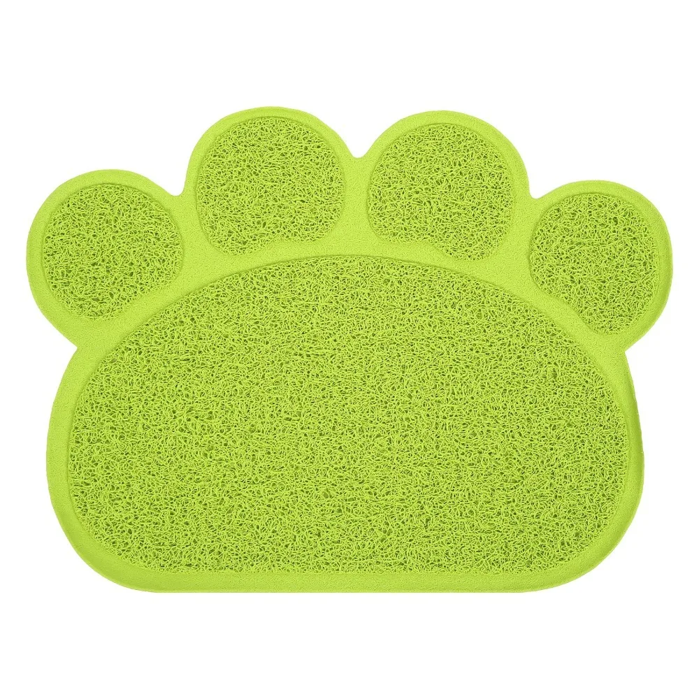 Durable Non-Slip Litter Box Mat PVC Soft Paw Shaped Cat Litter Pad Waterproof Pet Food Placemat for Cats and Dogs
