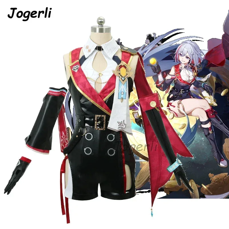 Jogerli Honkai: disfraces de Cosplay de topacio de Star Rail, disfraz de cuero Pu para mujer, traje de juego de rol, peluca, ropa de Halloween; 6,r'8;p'
