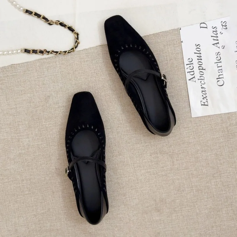 2025 ربيع جديد ماركة النساء الشقق جولة تو الضحلة الانزلاق على السيدات أحذية الباليه عادية لينة الجلود فستان أنيق الأحذية