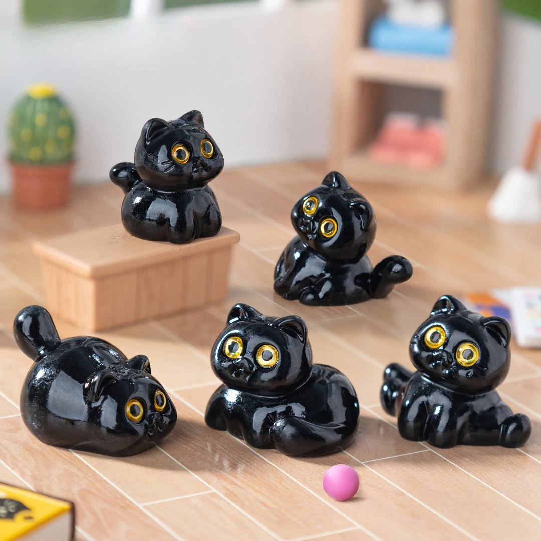 4 micro-landscape creative cute little black cat dolls cute grains, baby house DIY decorations accessories desktop car ornaments