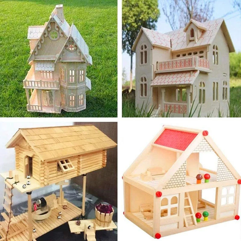 10Pcs House Wooden Crafts Plywood Sheets DIY Decro Wood Chips Balsa Toys Carving Plate Universal For Kids Model Making