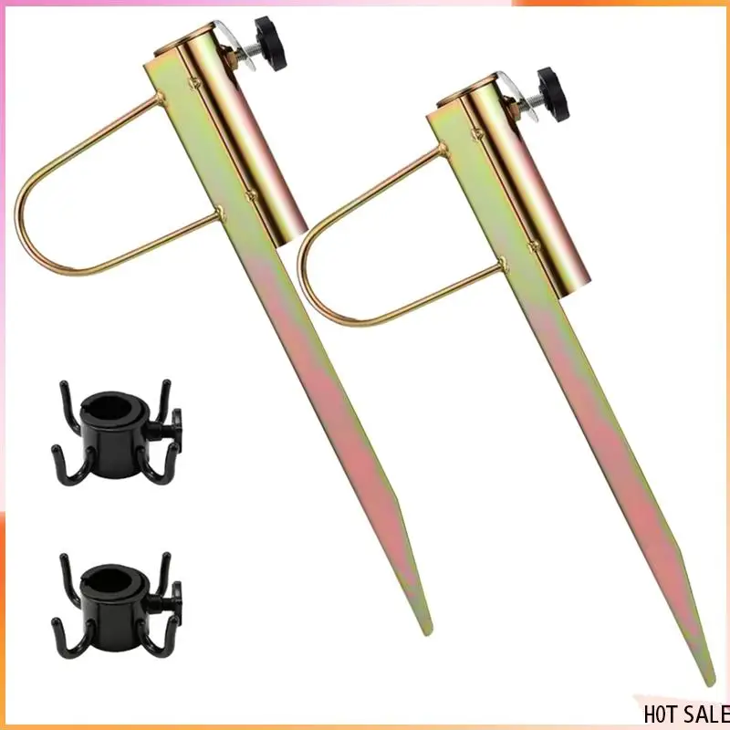 

B72A 2 PCS Beach Umbrella Sand Anchor Metal Beach Umbrella Holder For Beach Umbrella With Hook