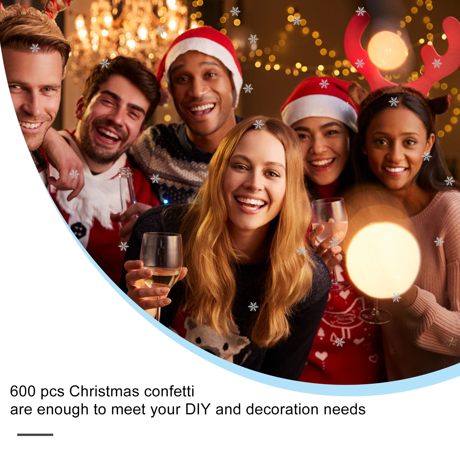 

600 Pcs Snowflakes and Confetti Silver for Table Stars Christmas Decoration Circle Unique