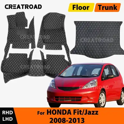 CREATROAD Car floor&trunk mats for Honda Fit Jazz 2008-2013 2012 2011 2010 Custom automobile carpet cover interior accessories