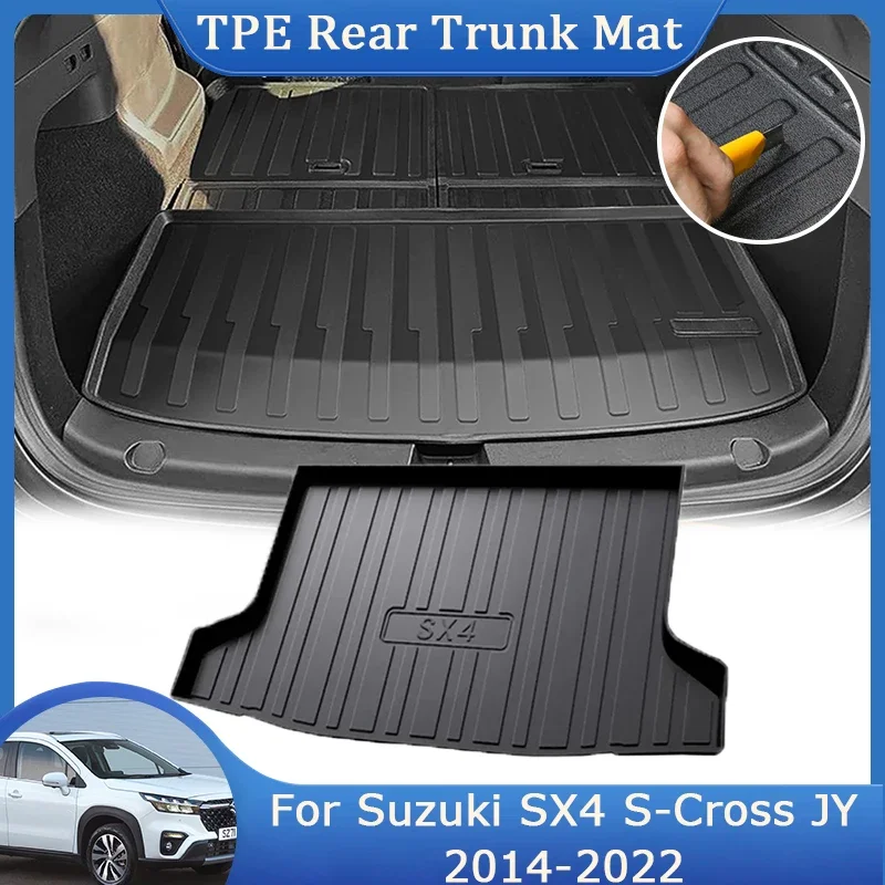 

For Suzuki SX4 S-Cross Crossover JY 2014~2022 Car TPE Rear Trunk Mat Waterproof Protective Luggage Liner Trunk Tray Floor Mats P