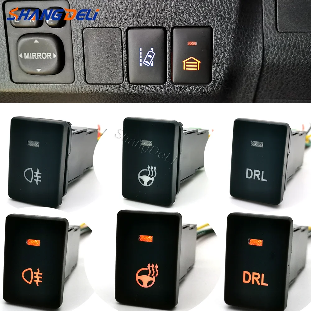 Samochodowe światło LED DRL Radar Power On Off Camera Mirror Switch Button dla Mitsubishi Outlander Eclipse Cross 2018 Pajero Sport triton