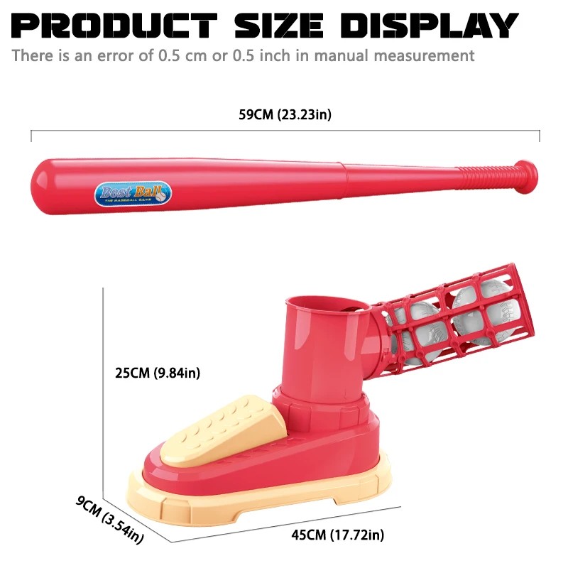 Children's Baseball Sports Toy Set with Pitching Machine, Outdoor Boys Girls Toys for 3+Year Kids Gifts