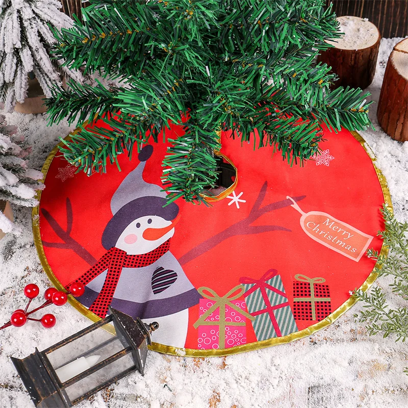 40cm/100cm Christmas Tree Skirt Christmas Tree Base Decoration Mat Xmas Gold Trim Tree Skirt