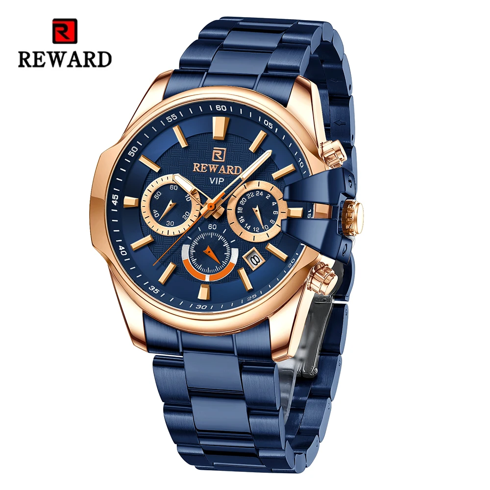 

New REWARD VIP Luxury Wrist Watches for Men Business Stainless Steel Wristwatches Fashion Waterproof Luminous Sport Watches