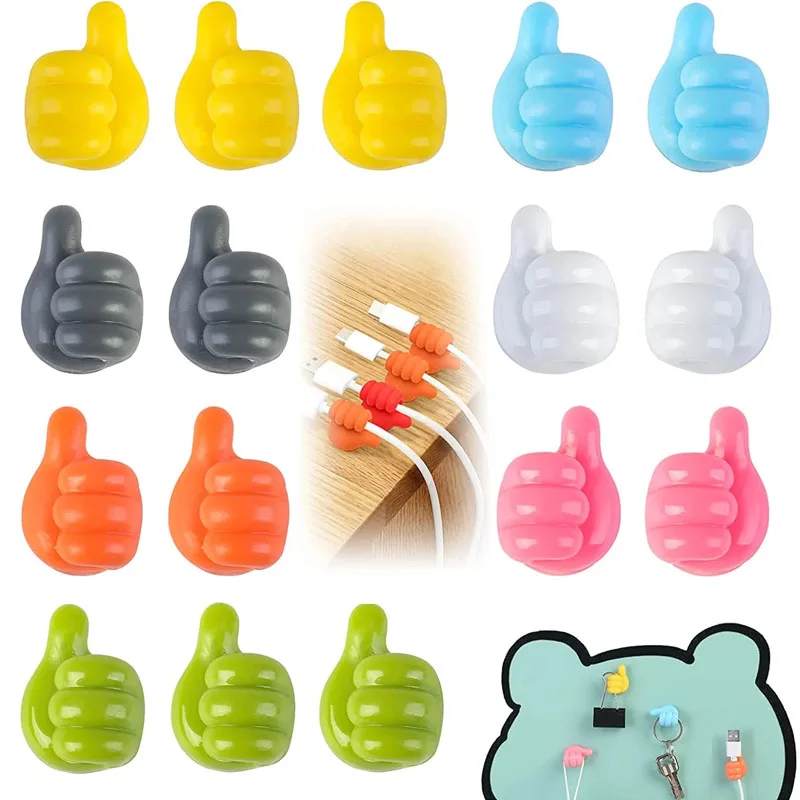 

5pcs Handy Holder Like Little Hand Hangers Desk Cable Organizer Clip Holder Thumb Wall Hooks Storage Holder for Kitchen Bathroom