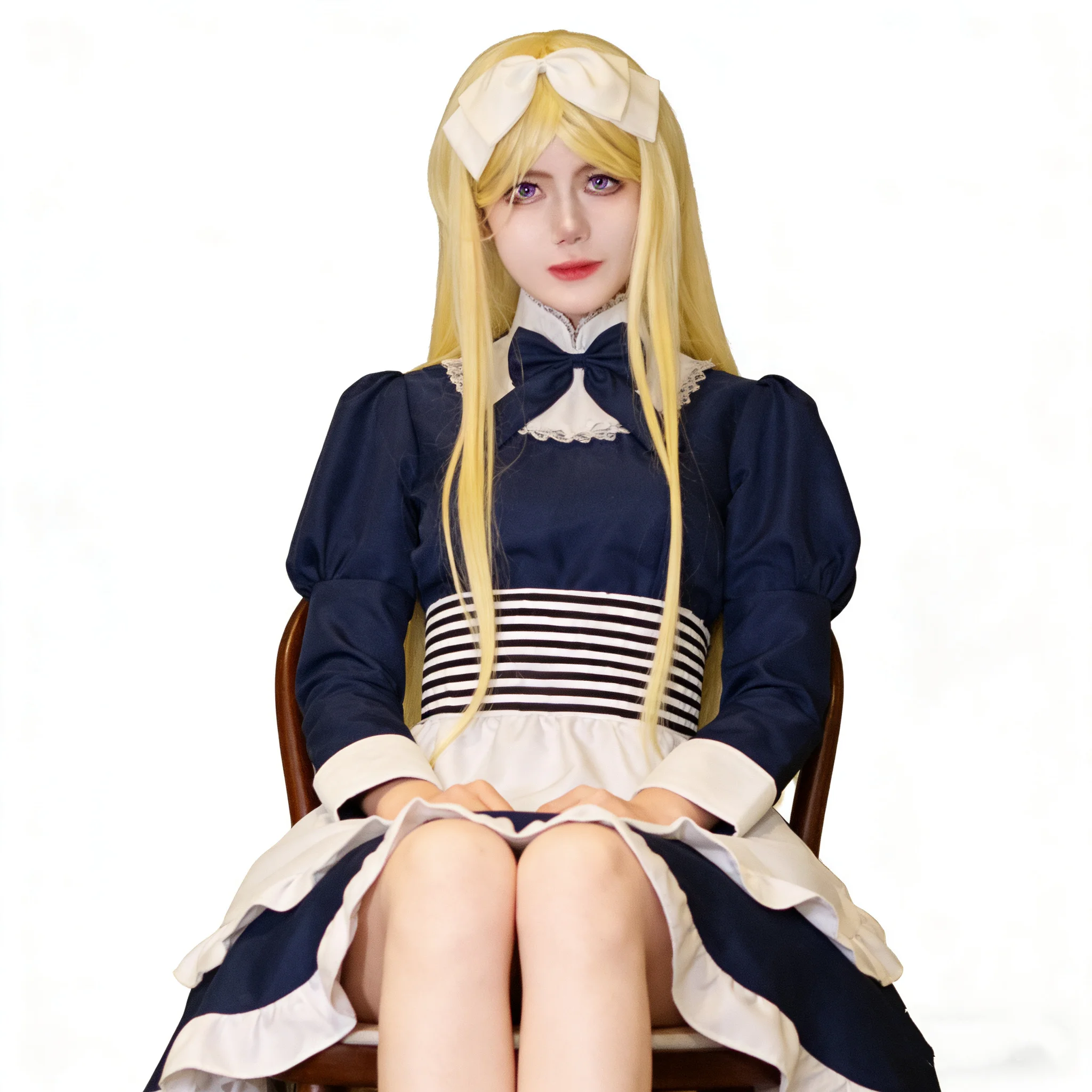 Anime Axis Powers Hetalia Natasha Cosplay Costume Wig Blue Maid Dress White Apron Full Set Halloween Party Role Play Uniform