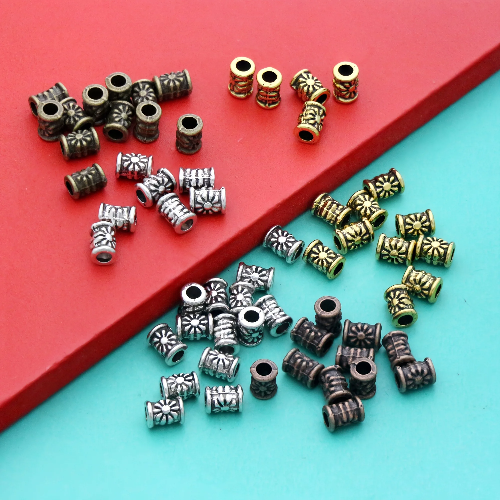 70pcs/lot Spacer Daisy Tubes Bead 4.8X6.8mm Antique Silver/gold/bronze/copper Alloy BEAD for Jewelry Making DIY L653