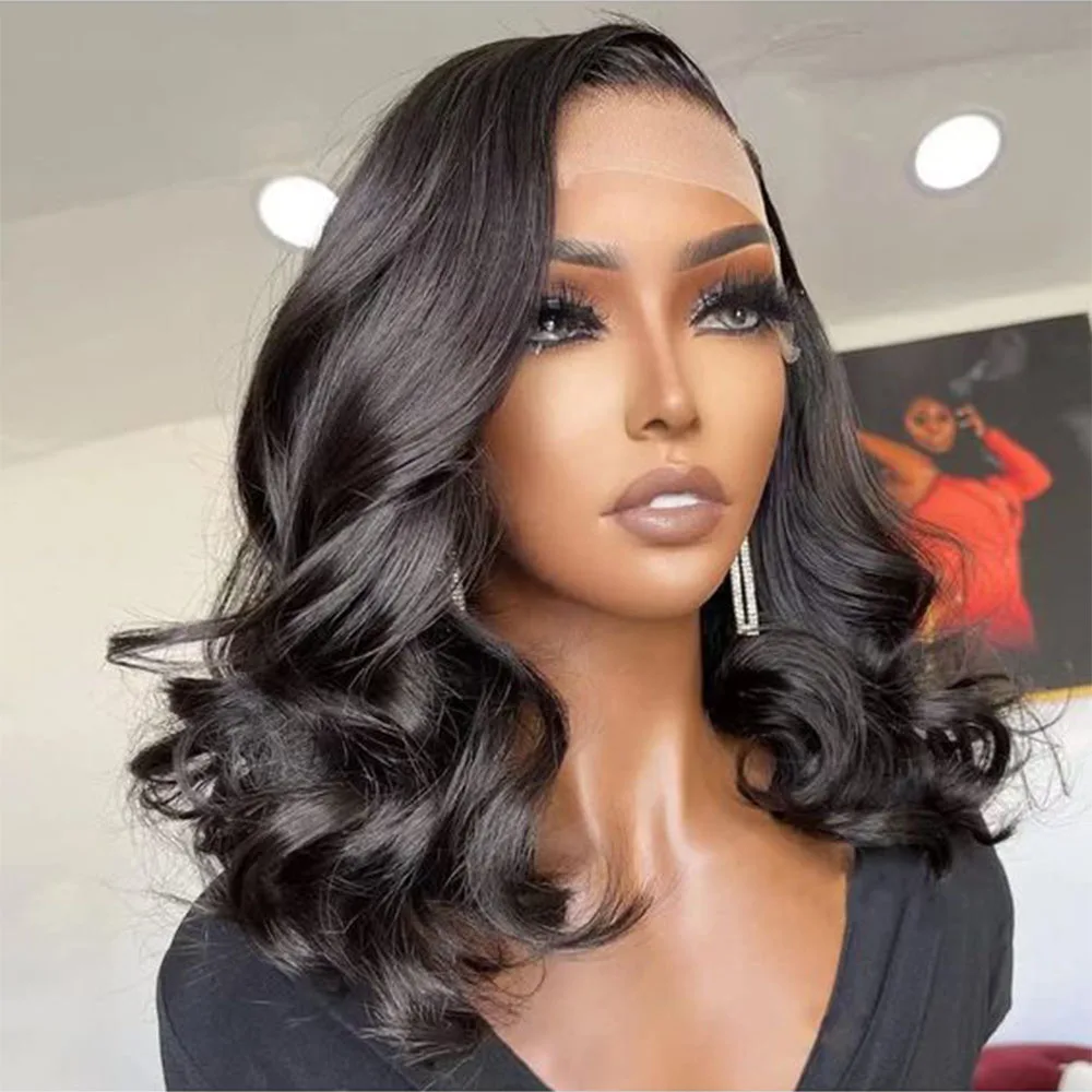 

Side Part Short Bob Lace Front Wig Brazilian Remy Human Hair Wigs Body Wave Lace Wigs for Black Women Pre Plucked With Baby Hair