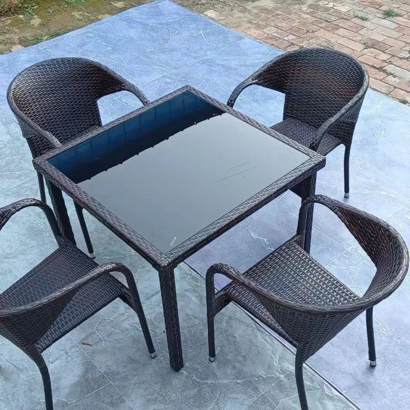 

Outdoor rattan tables and chairs living room dining room small tea table combination courtyard table and chairs