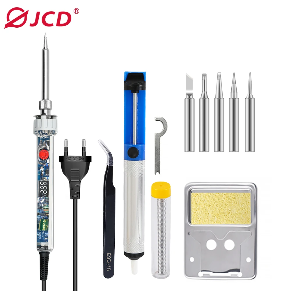 

JCD P907 Transparent Electric Soldering Iron Kit 100W 110V/220V Adjustable Temperature LCD Digital Display Welding Repair Tool 7