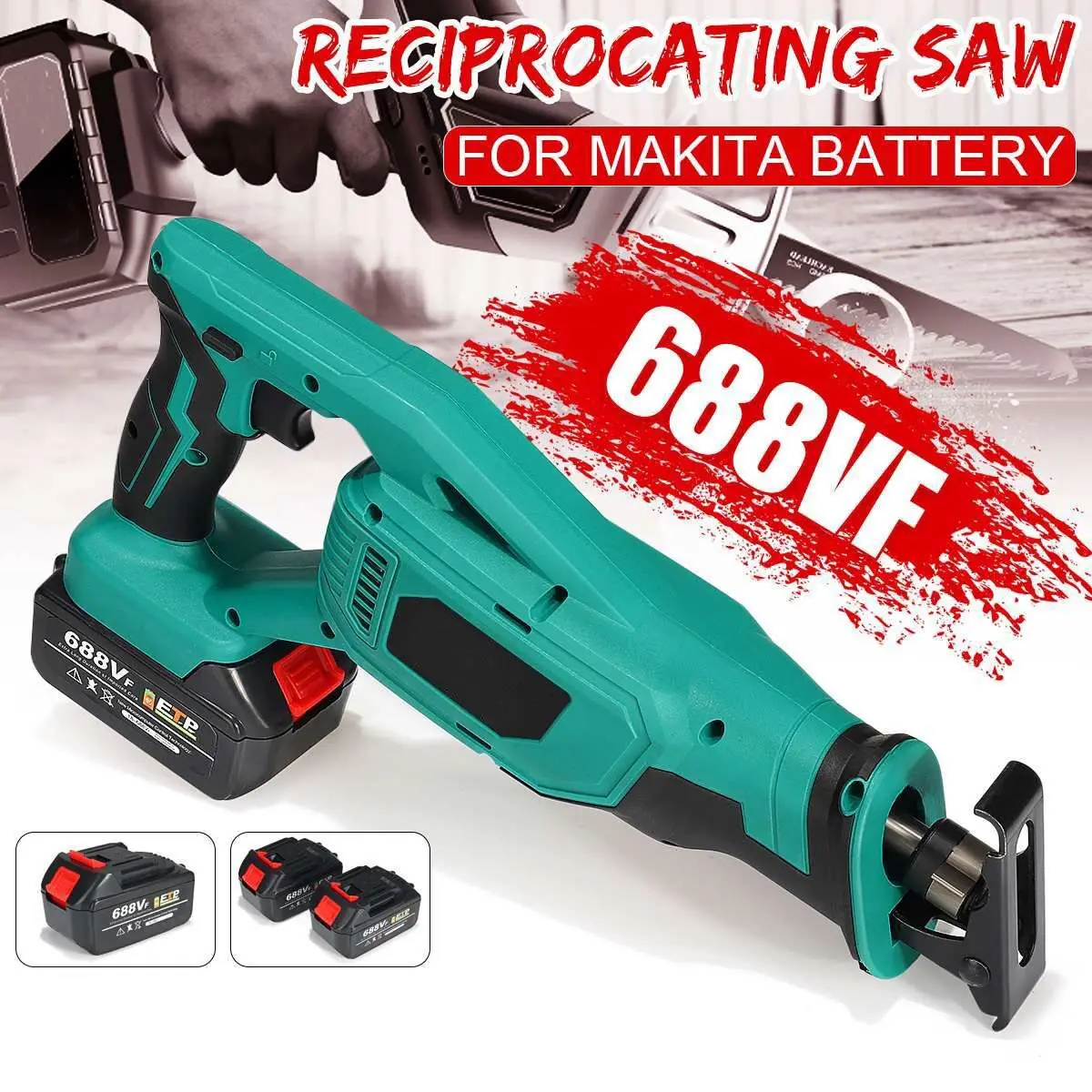 

688VF 32 mm Cordless Reciprocating Saw Electric Saw With 2PC Battery Metal Wood Cutting Tools For Makita 18V Battery