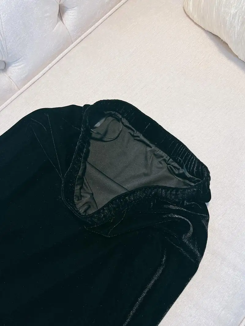 Hiver 2024 Nouvelle jupe en velours f-longueur avec épissure de dentelle et taille élastique Ba Split Bodycon Vestido F Cidade Pormen...