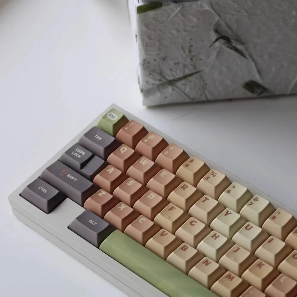 1 Set Matcha Cake Theme Keycaps PBT Dye Sublimation Key Caps KCA Profile Retro Lightproof Keycap For MX Switch Keyboards