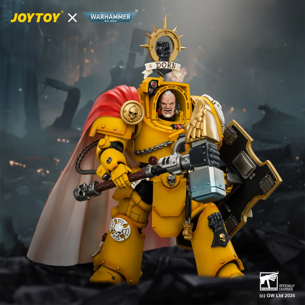 [Pre Order] JOYTOY Warhammer 40k 1/18 Action Figure Imperial Fists Darnath Lysander with Thunder Hammer and Storm Shield Model