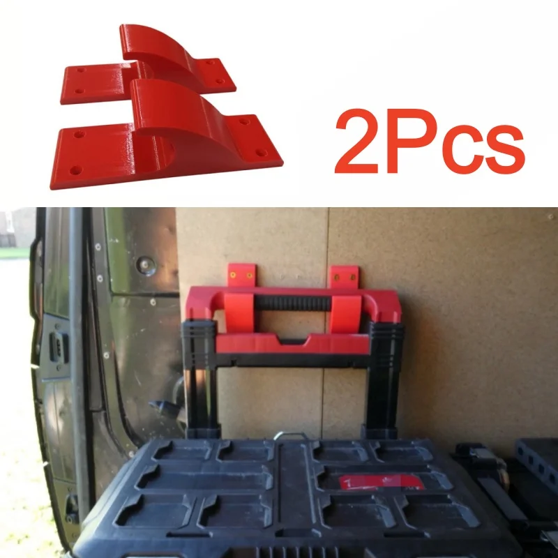 2 Ganchos Vermelhos para Carrinho Milwaukee Packout, Ganchos de Armazenamento Reforçados S&J FAB LTD, Organizador de Ferramentas para Oficina