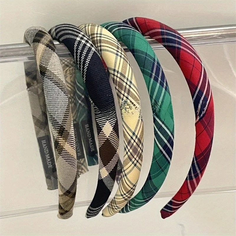 

Retro Plaid Fine Headband Simple Versatile College Style Hair Accessories Face Wash and Makeup Headband Suitable for Daily Wear