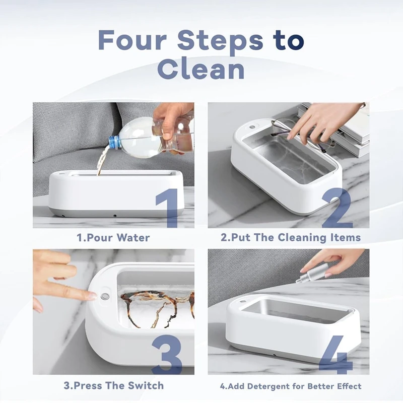 Ultrasonic Glasses Cleaner Machine Portable Professional Sonic Jewelry Cleaner For Eye Glasses,Earring,Necklaces